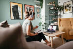 woman in a virtual meeting on a laptop