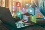 computer and social media icons