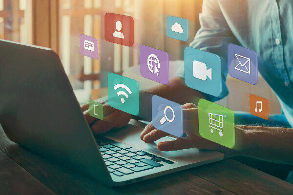 computer and social media icons