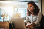 woman working on a laptop